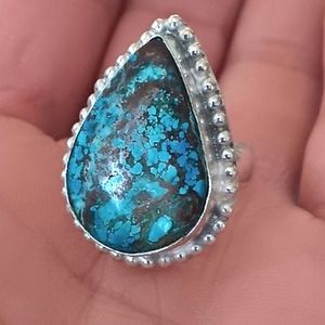 Genuine Kingsman Turquoise 925 Stamped Sterling silver teardrop ring.